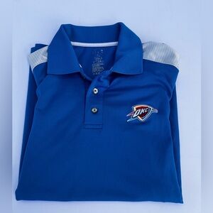 NBA OKC Thunder Polo Shirt Men Small Blue Lightweight Stretch